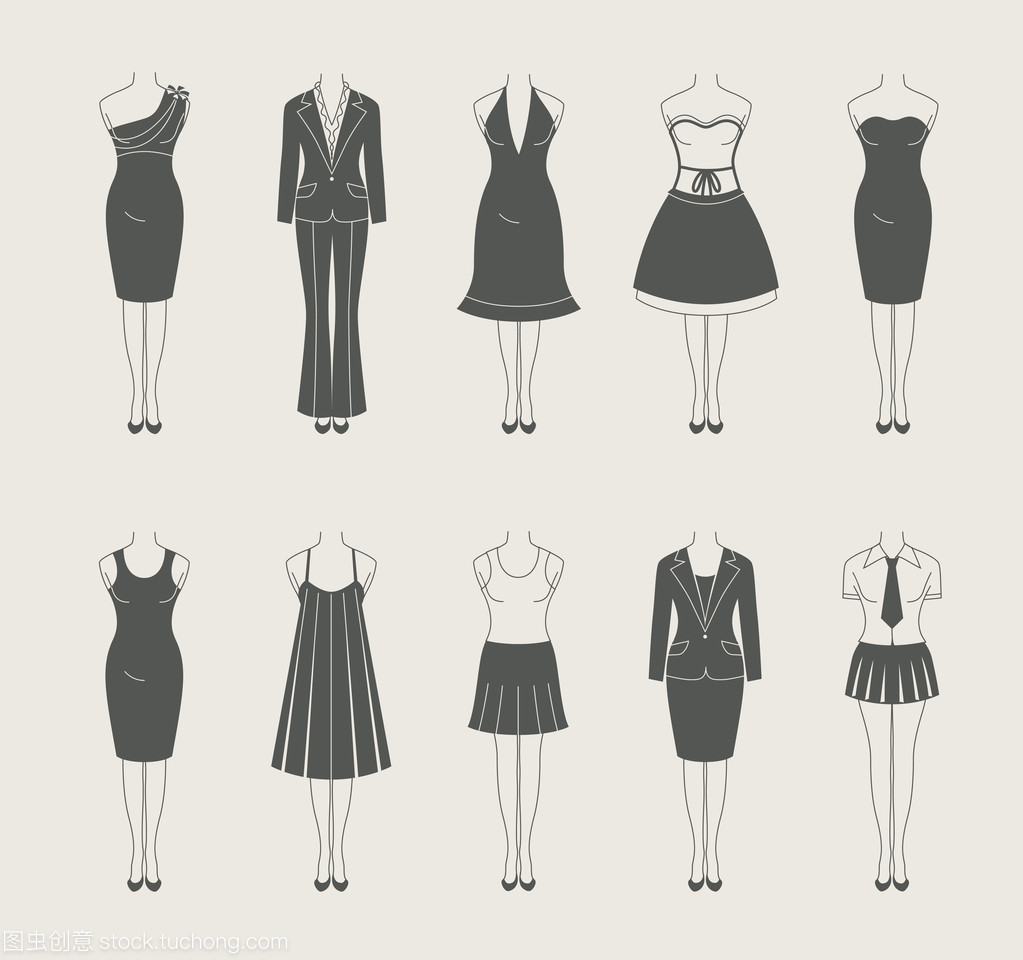 女性衣服设置图标