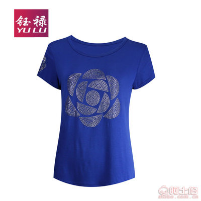 【钰禄夏装宽松贴钻打底衫女式T恤短袖莫代尔大码女装批发厂家81828182#】义乌市露杰服装商行 - 产品库