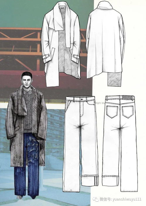 服装款式图 之 设计展示面板 效果图vs款式图对照板