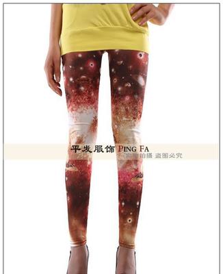 【批发 欧美原单外贸 红色星空印花打底裤九分裤】价格_厂家_图片 -
